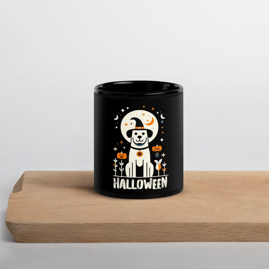 Taza Negra Brillante "Dog Spooky Magic"